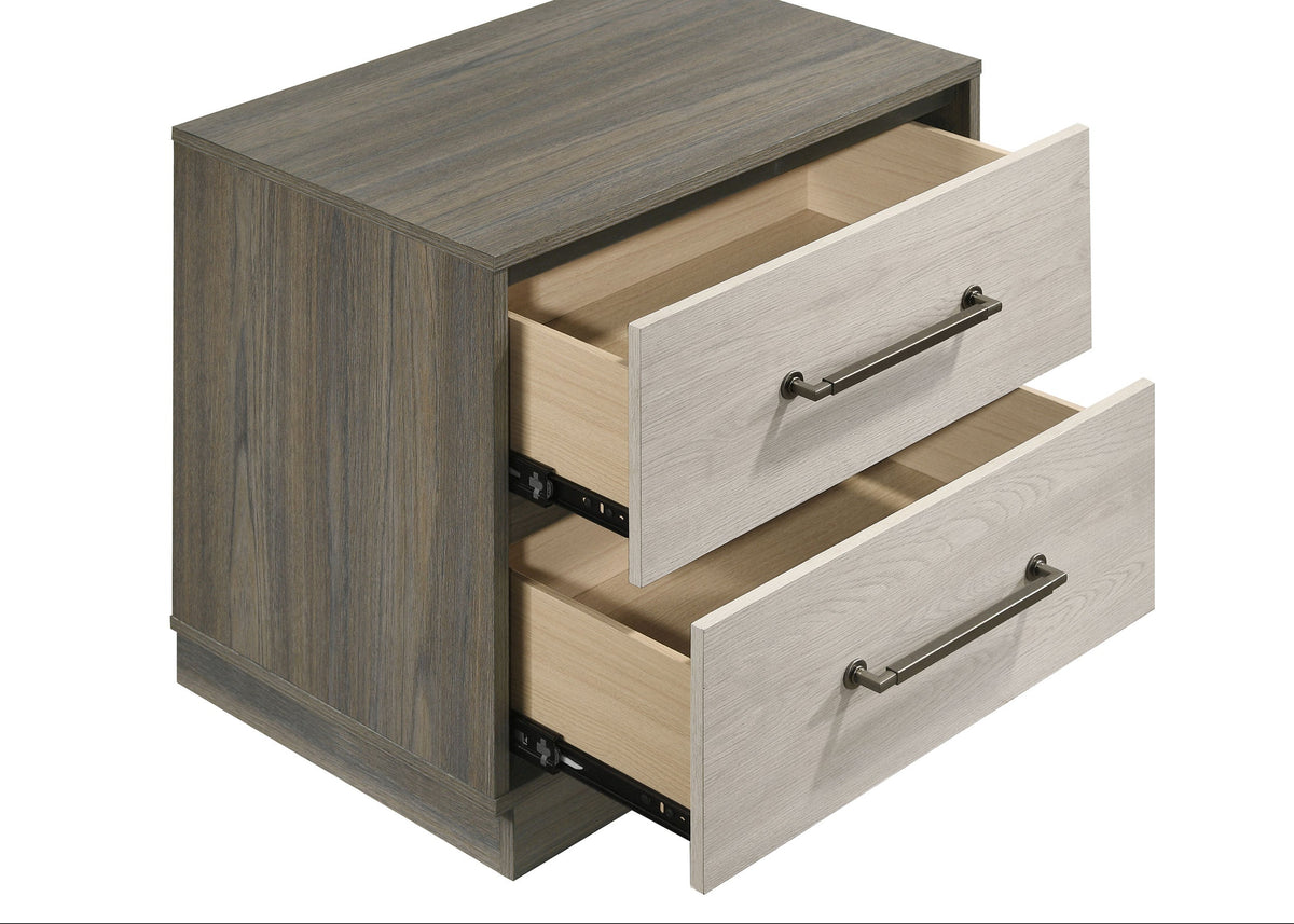 Fenwick 2-drawer Nightstand Bedside Table Grey Oak