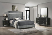 Lucia Bedroom Set Grey Black Eastern King 4-piece