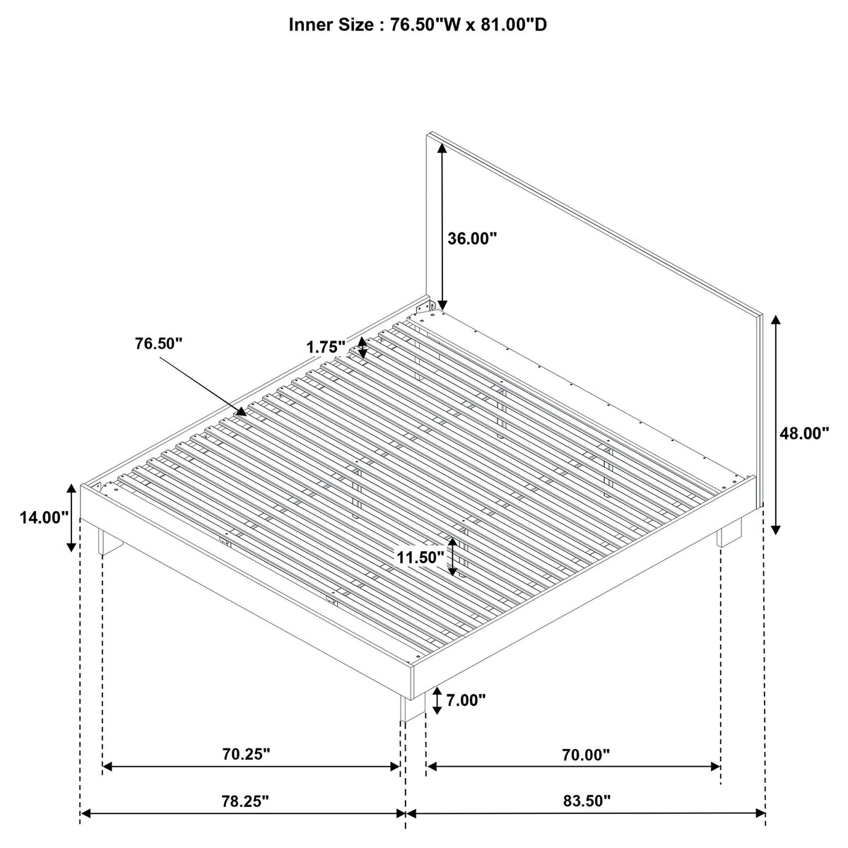 Glenwood 48-inch Platform Panel Bed Warm Brown