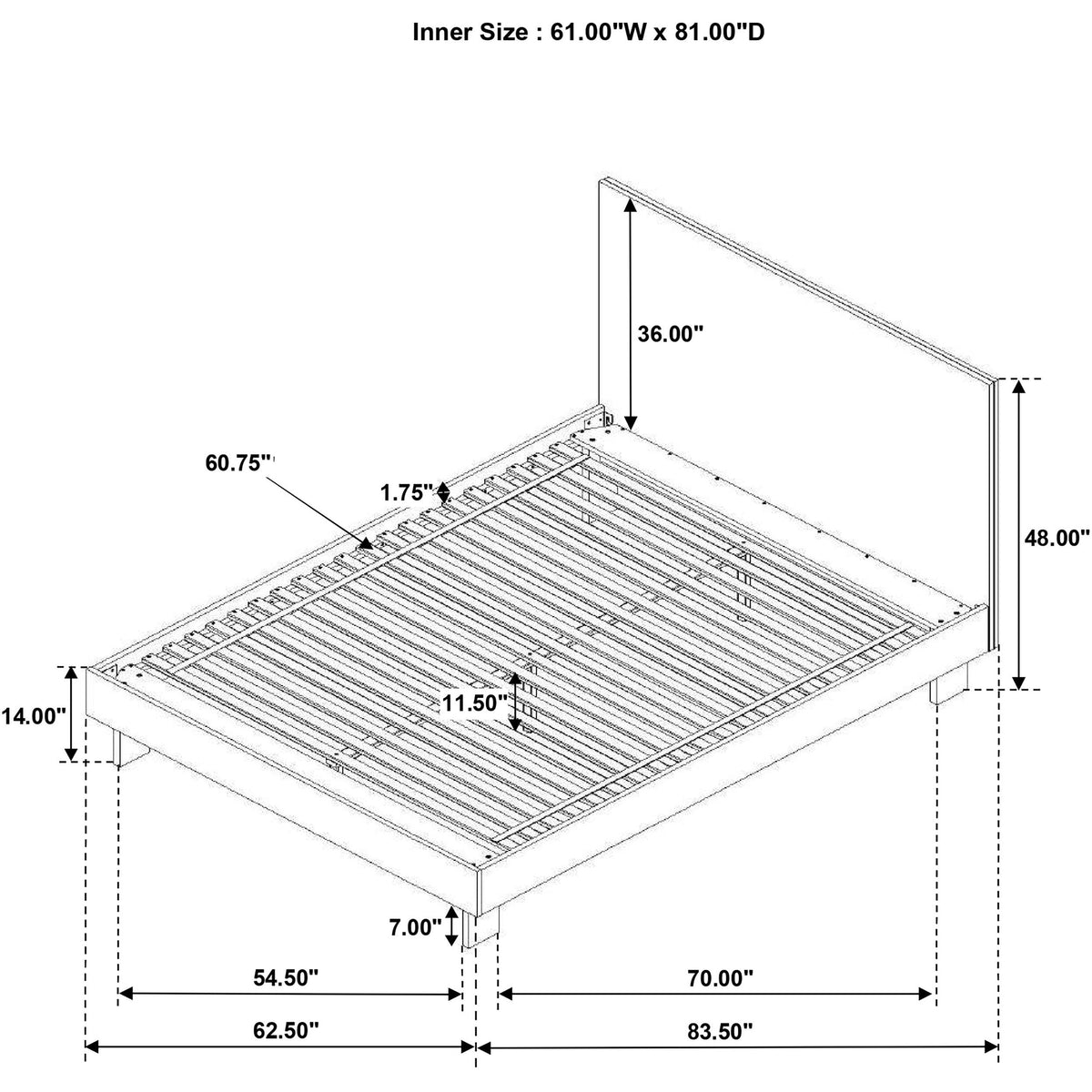 Glenwood 48-inch Platform Panel Bed Warm Brown