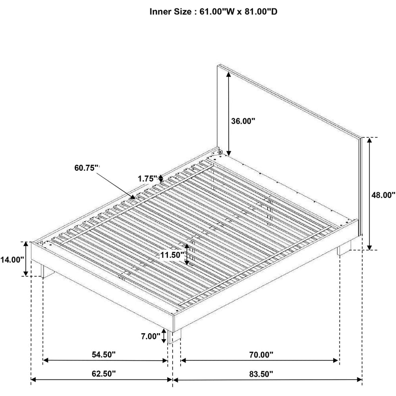 Glenwood 48-inch Platform Panel Bed Warm Brown