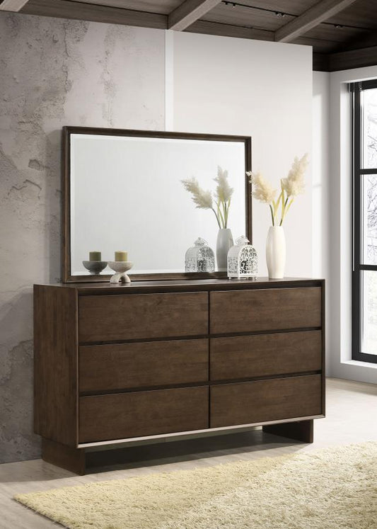 Glenwood 6-drawer Dresser and Mirror Warm Brown Default Title