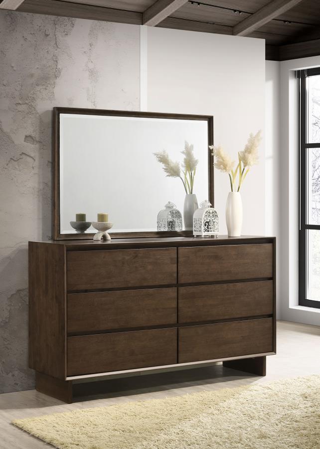 Glenwood 6-drawer Dresser and Mirror Warm Brown Default Title