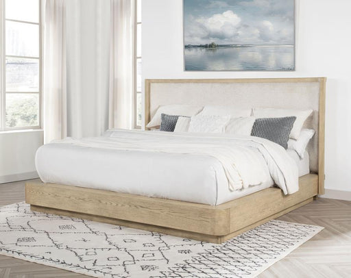 Kailani 52-inch Wingback Bed Beige Oak Eastern King