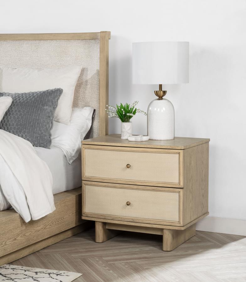Kailani 2-drawer Nightstand Bedside Table Beige Oak Default Title