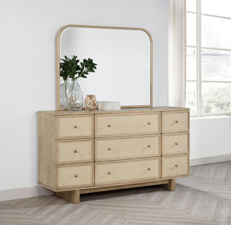 Kailani 9-drawer Dresser and Mirror Beige Oak Default Title
