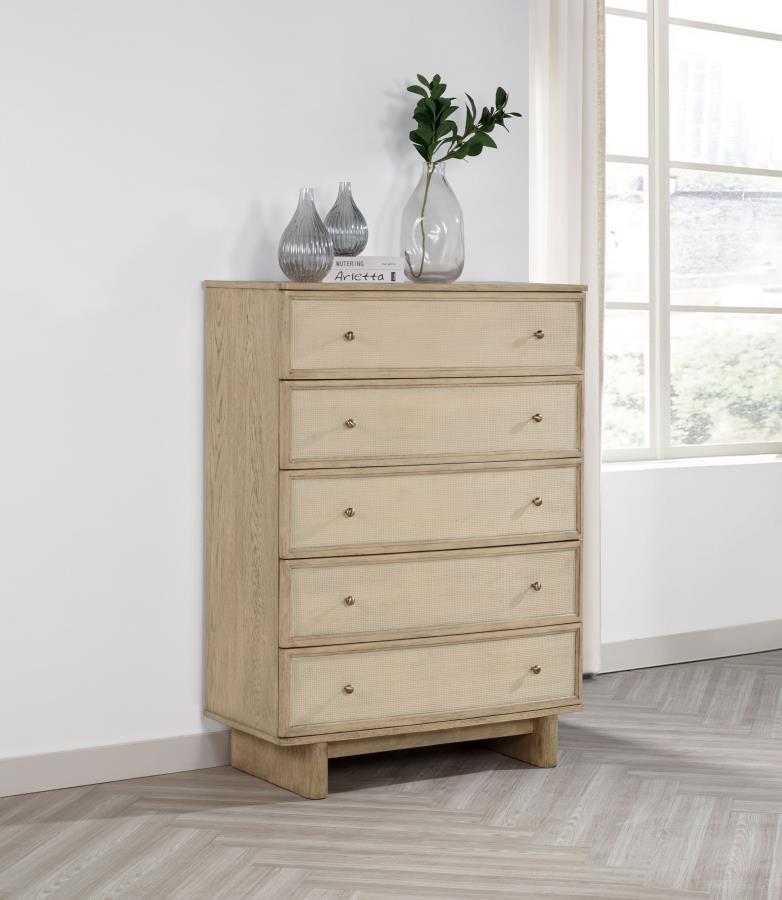 Kailani 5-drawer Bedroom Chest of Drawers Beige Oak Default Title