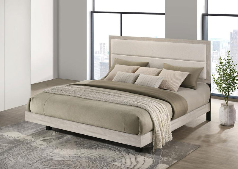 Trenton 54-inch Wood Panel Bed Rustic Cream Eastern King