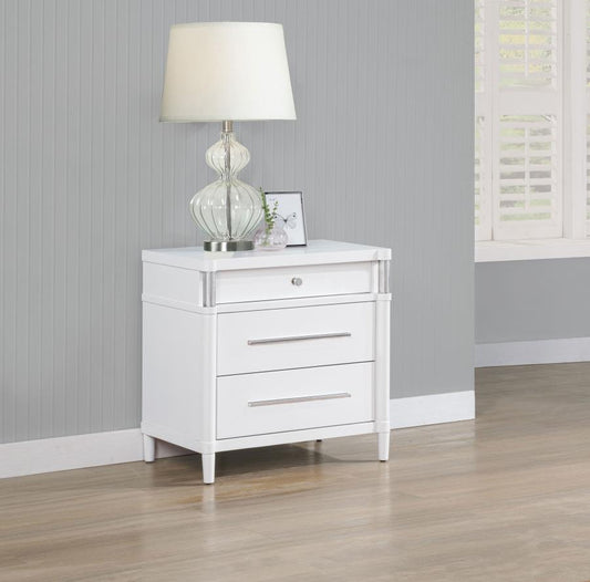 Gracemont 3-drawer Bedroom Nightstand Bedside Table White Default Title