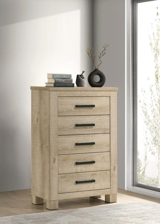 Oakglen 5-drawer Bedroom Chest of Drawers Weathered Oak Default Title