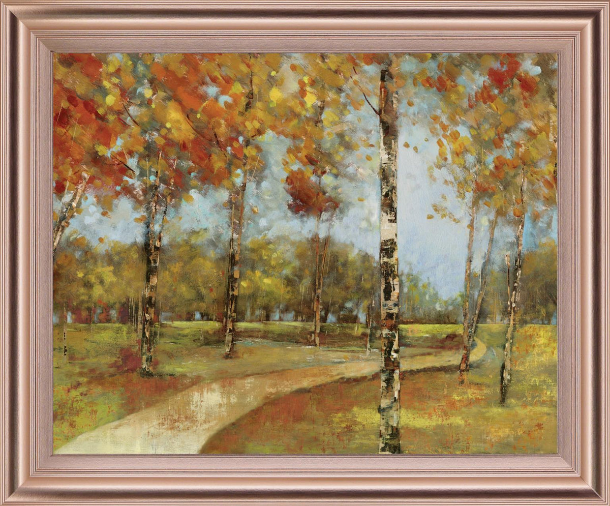Golden Birch Trail - 28" x 34" Framed Wall Art - Light Brown