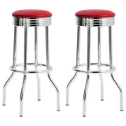 Retro Upholstered Metal Swivel Bar Stool (Set of 2)
