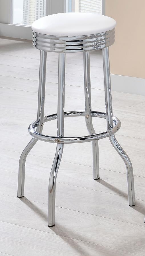 Retro Upholstered Metal Swivel Bar Stool (Set of 2) White