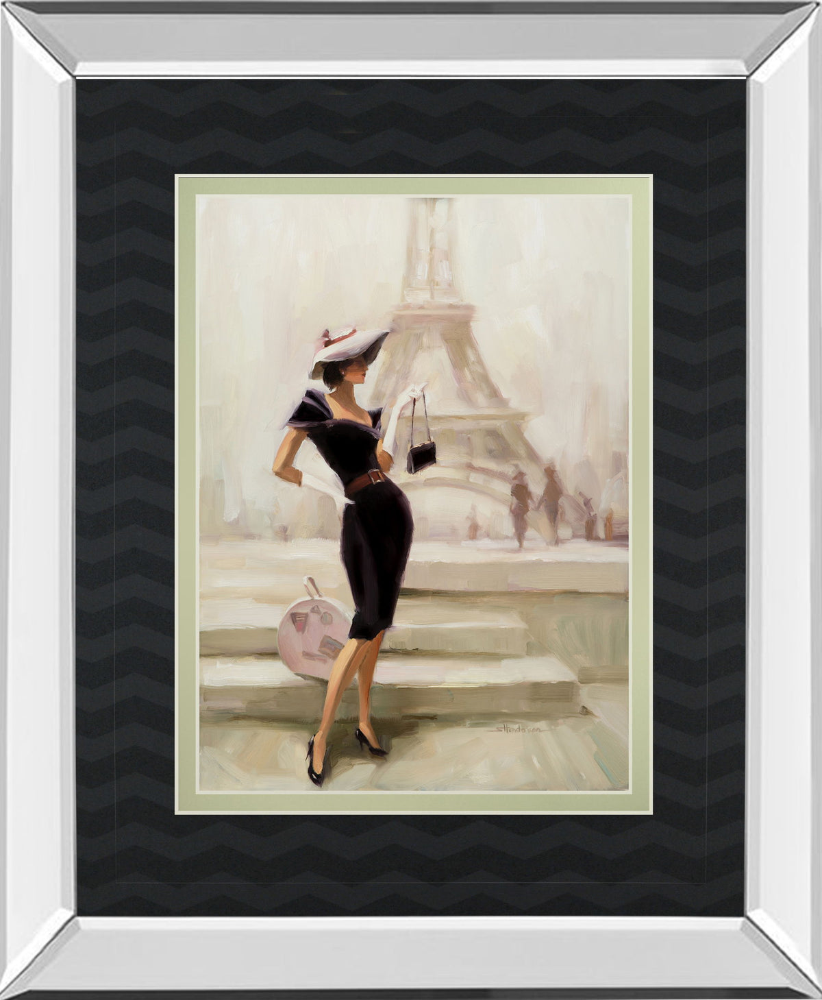 Love, From Paris By Steve Henderson - Mirror Framed Print Wall Art - Beige