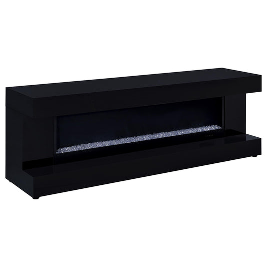 Mallory TV Stand Fireplace Console Bluetooth Speaker Black High Gloss