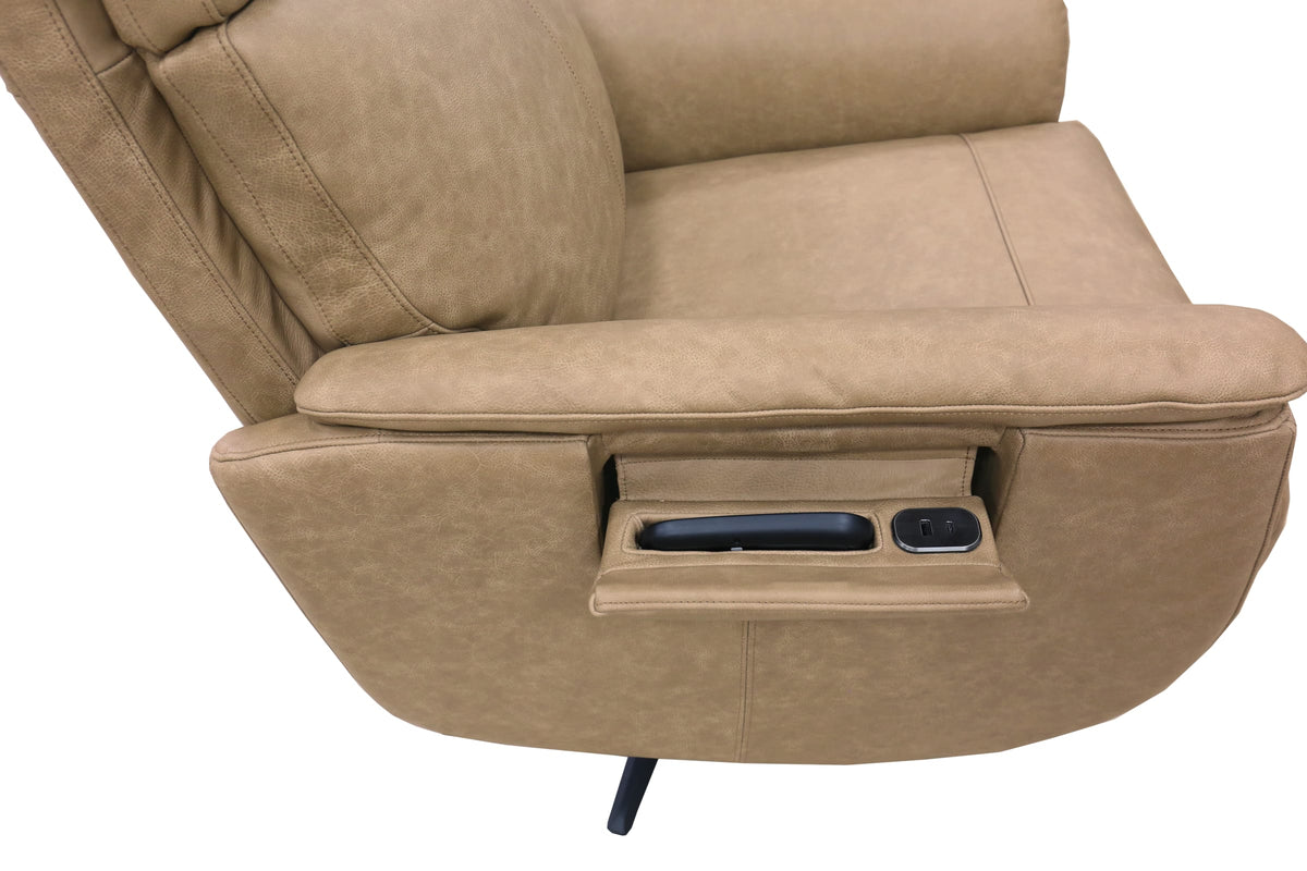 Flexsteel Cove Power Swivel Recliner with Power Headrest, Lumbar, Heat, & Massage