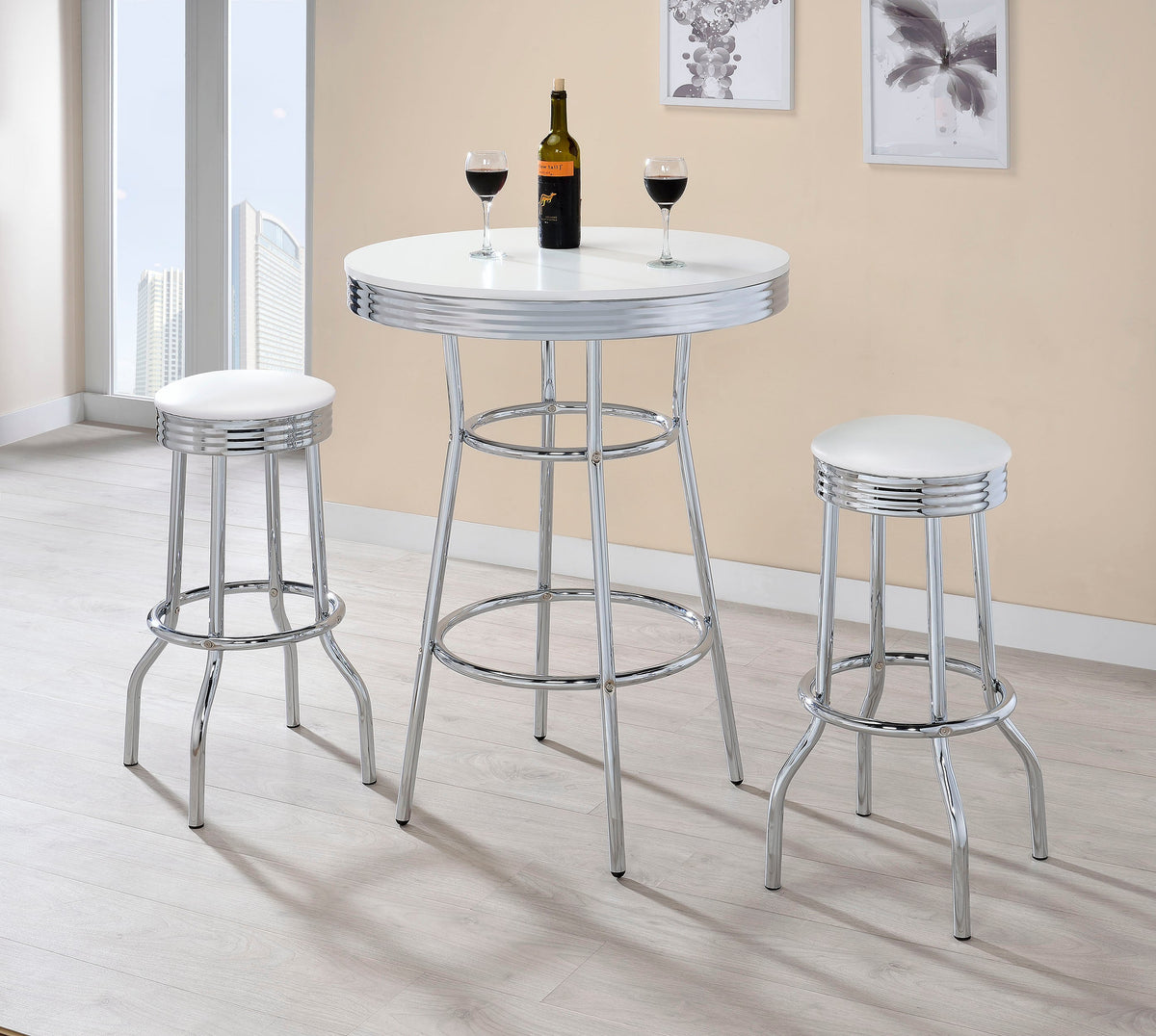 Retro Round 1950s Bistro Pub Bar Table Set