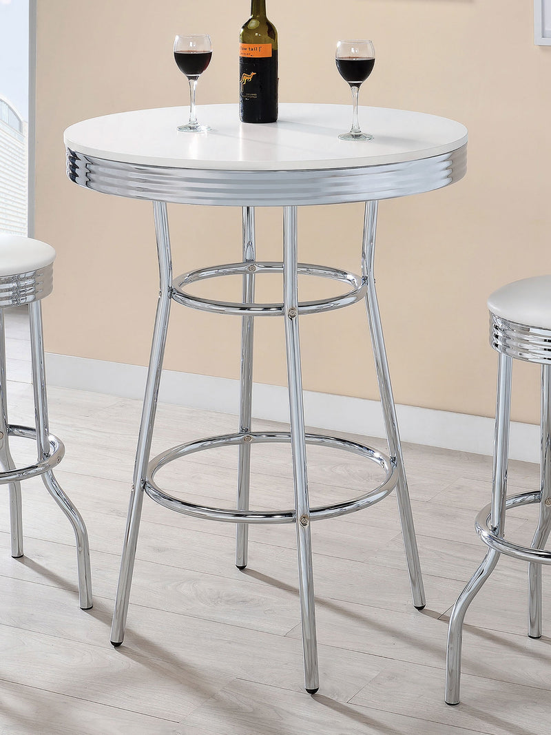 Retro Round 30-inch 1950's Bistro Pub Height Bar Table