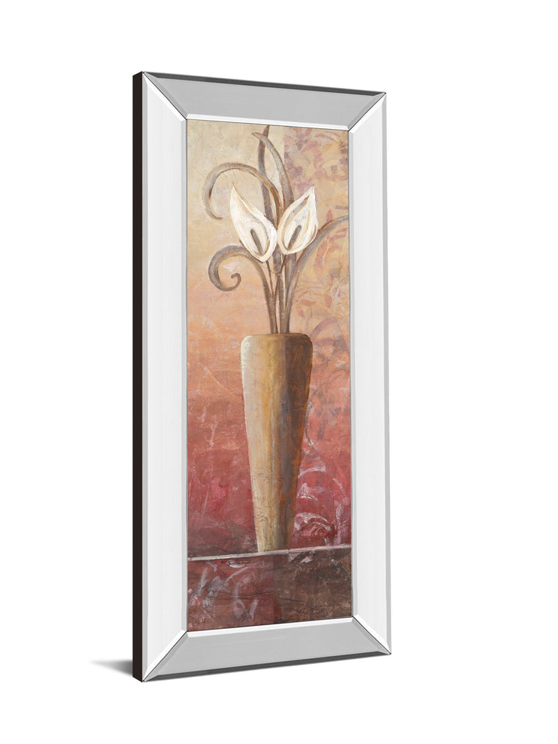 Flower In Vase I - Mirrored Framed Print Wall Art - Light Brown
