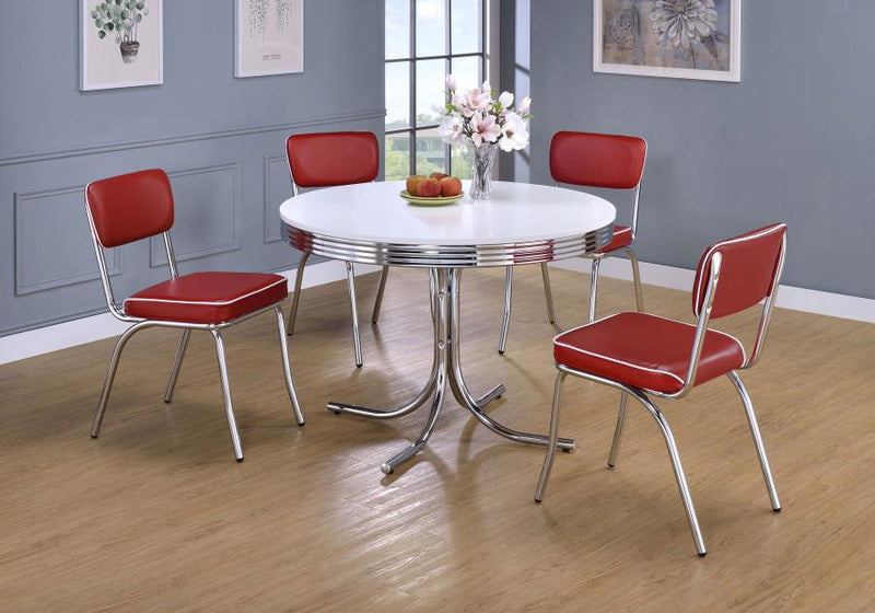 Retro Round Dining Table Set Red