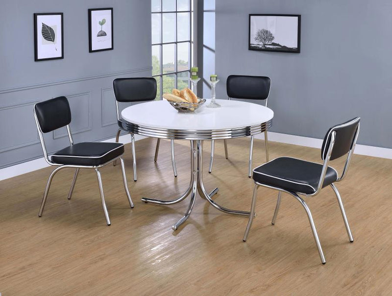 Retro Round Dining Table Set White