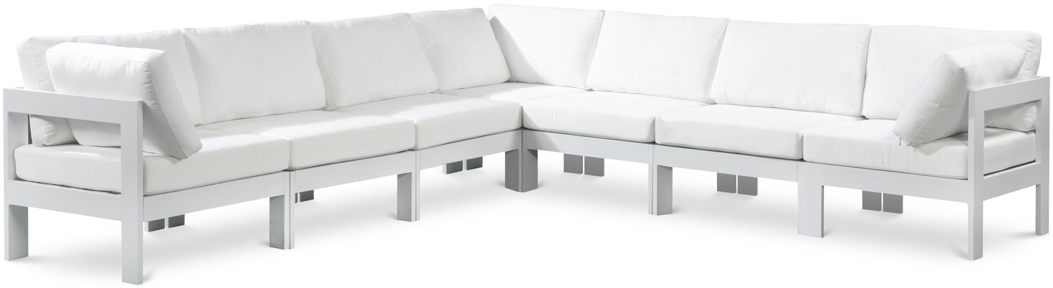 Nizuc - Outdoor Patio 7 Piece Modular Sectional With White Frame