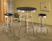 Retro Round 1950s Bistro Pub Bar Table Set Black