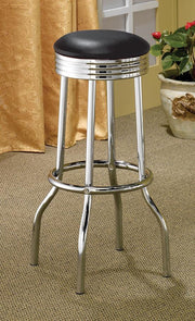 Retro Upholstered Metal Swivel Bar Stool (Set of 2) Black
