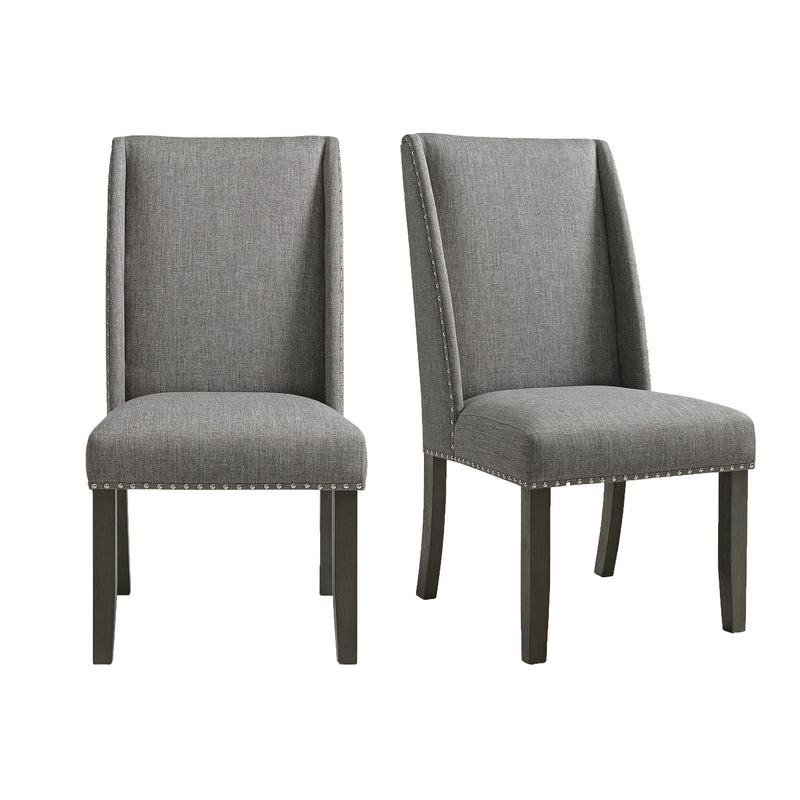 Everdeen - Side Chair With Gray Fabric and Nail Heads (Set of 2) - Charcoal
