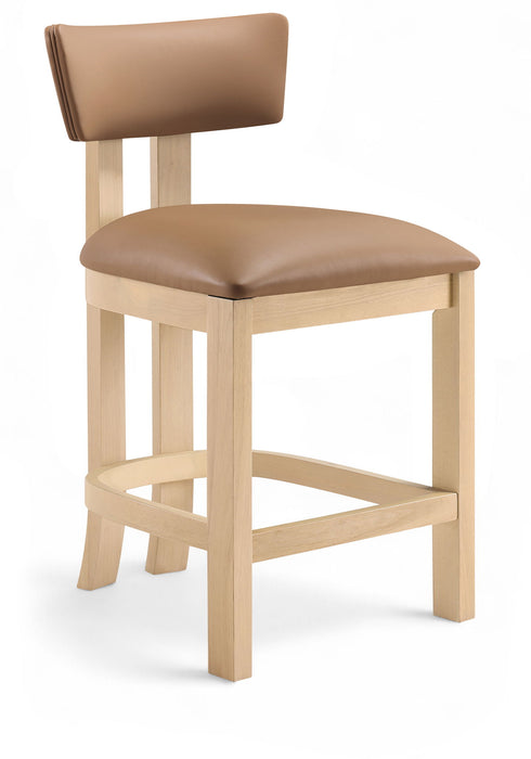 Lavrin - Vegan Leather Counter Stool (Set of 2) - Natural Base