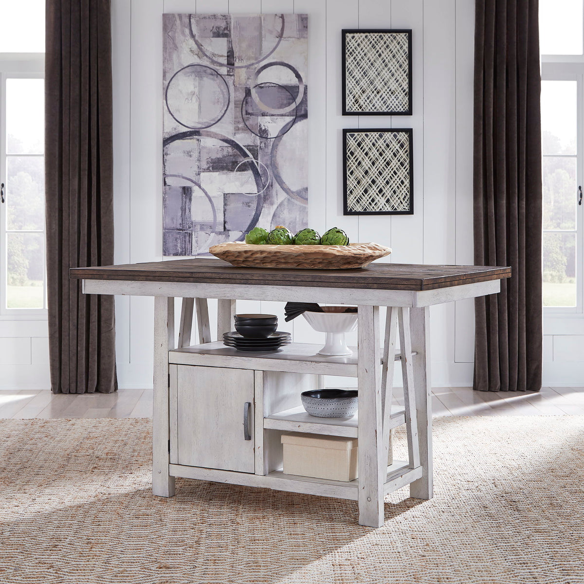 Farmhouse - Gathering Table - Two Tone White / Wood Tone