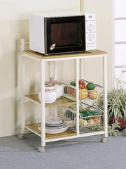 Kelvin 2-shelf Mobile Kitchen Cart Natural Brown and White Default Title