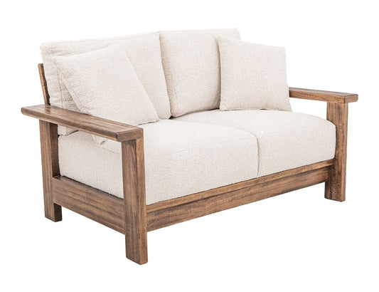 Duna - Loveseat - White / Light Brown