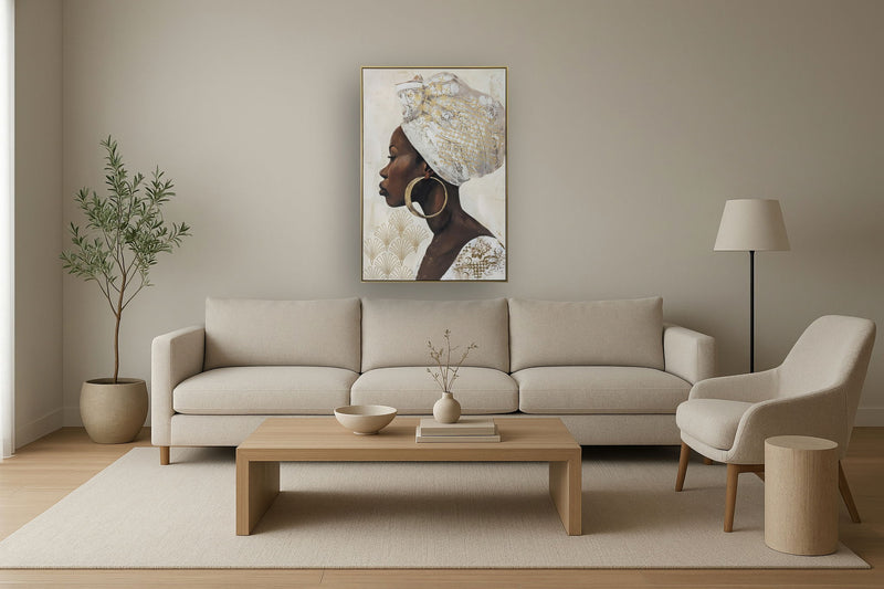 Regal Gilded Profile - 33" x 48" Framed Wall Art - Gray