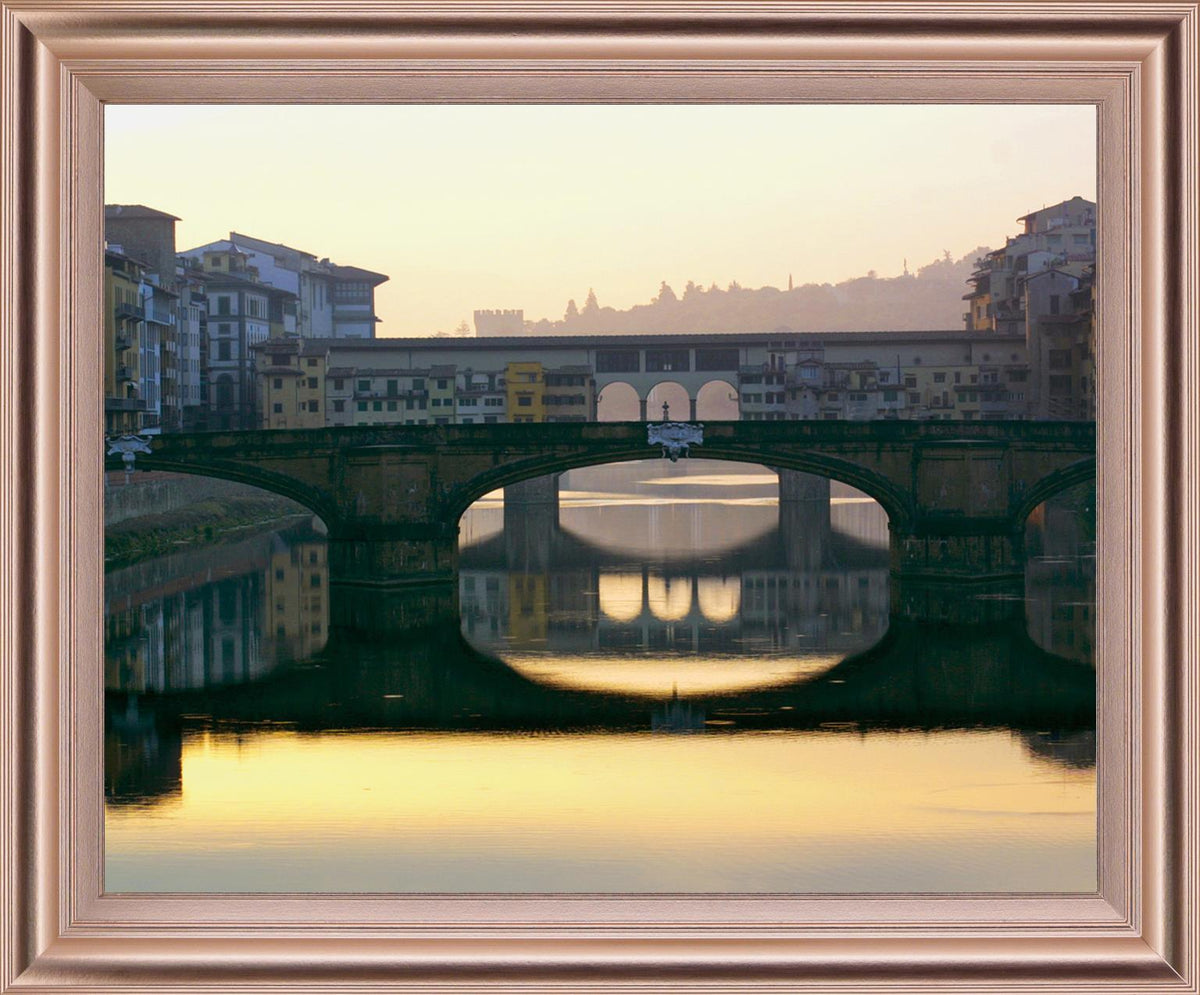 Golden Bridge Glow - 28" x 34" Framed Wall Art - Dark Gray