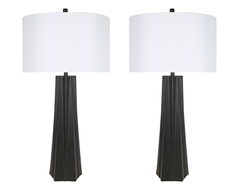 "Obsidian Glow" Metal Table Lamp (Set of 2) - Matte Black