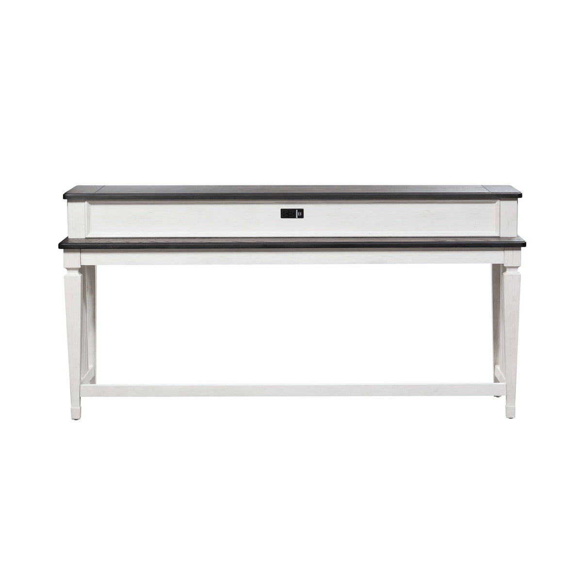 Allyson Park - Console Bar Table - Wirebrushed White / Charcoal