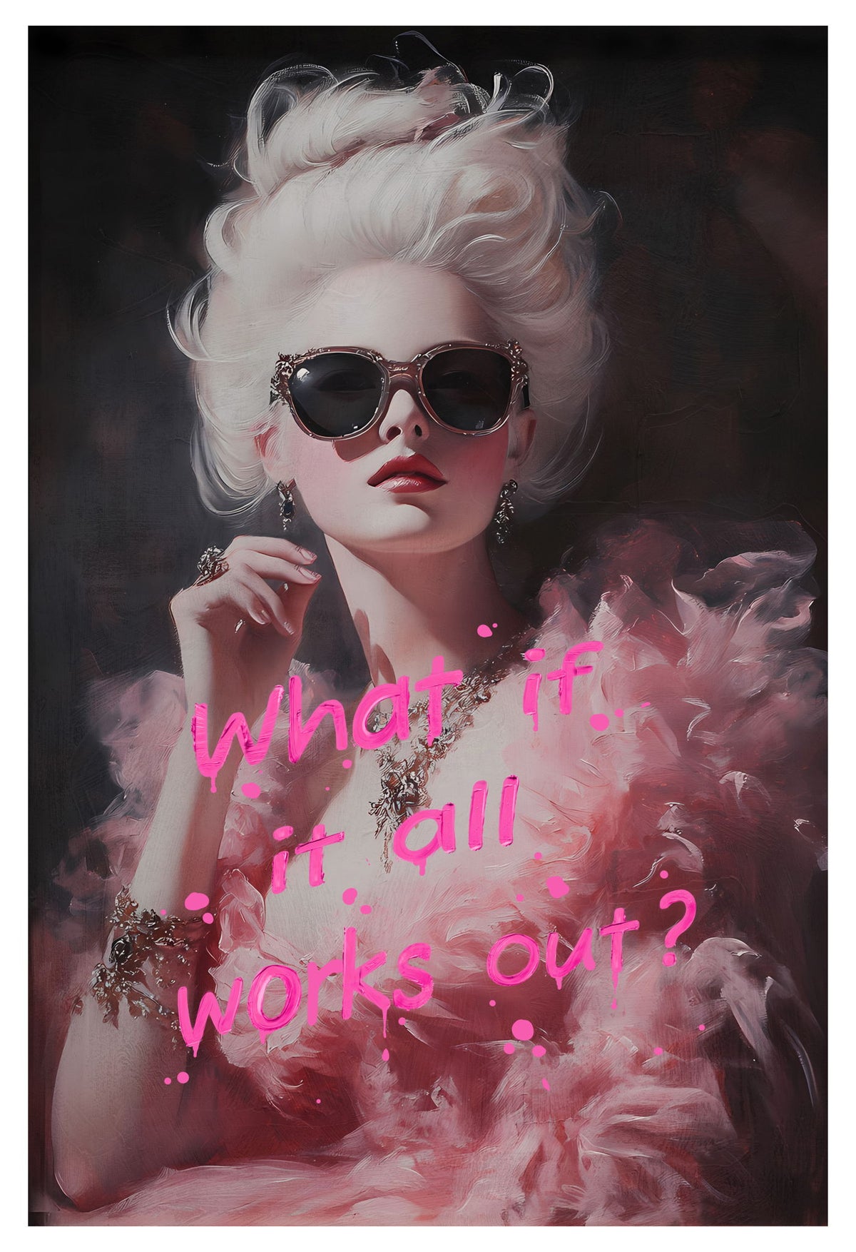 Dreamy Pink Glamour - 24" x 36" Framed Wall Art - Pink