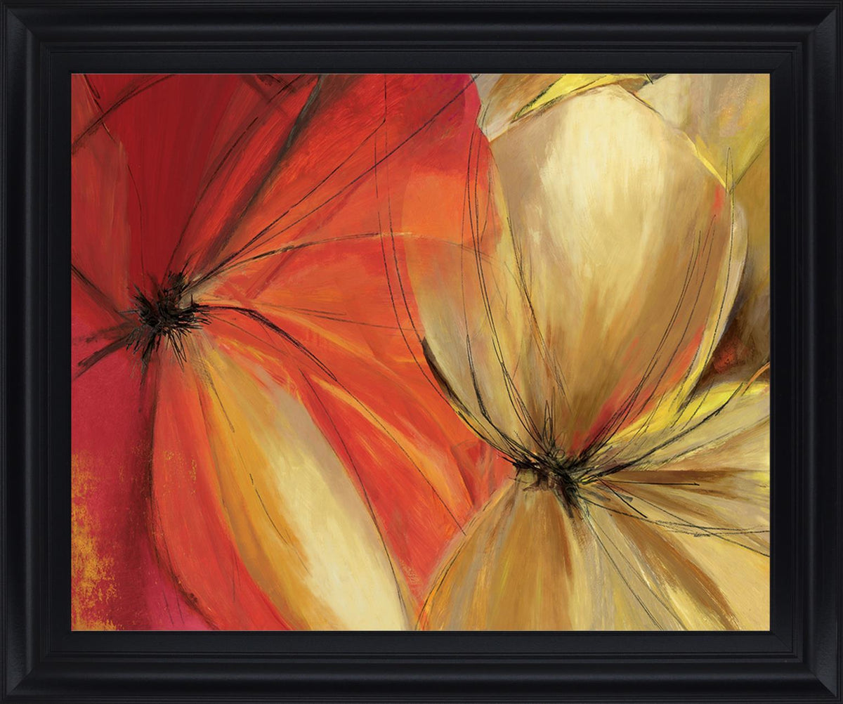 Radiant Petal Whisper - 28" x 34" Framed Wall Art - Orange