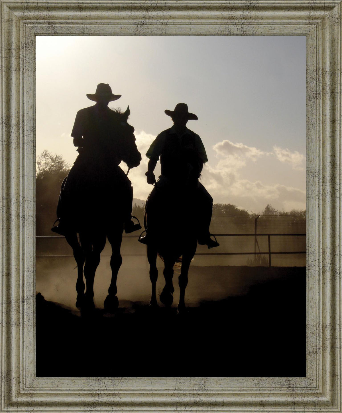Dust Trail Sundown - 28" x 34" Framed Wall Art - Beige