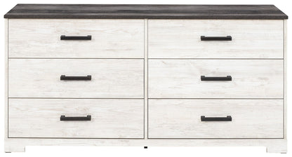 Shawburn - Six Drawer Dresser - Pewter-tone pulls - White / Black / Gray