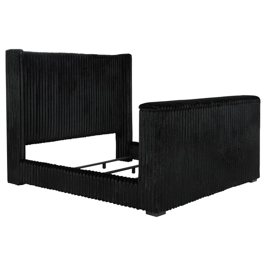 Centergrove Upholstered California King Wingback TV Bed Black