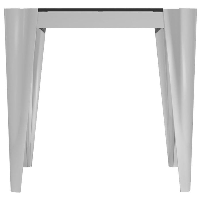 Desmond - Square Glass Top End Table - Pearl Silver