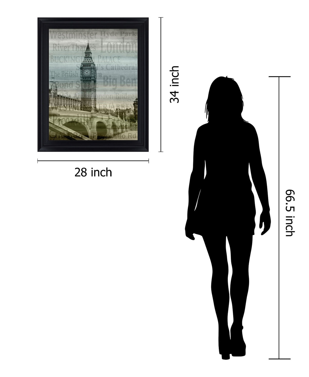 Foggy Landmark View - 28" x 34" Framed Wall Art - Gray