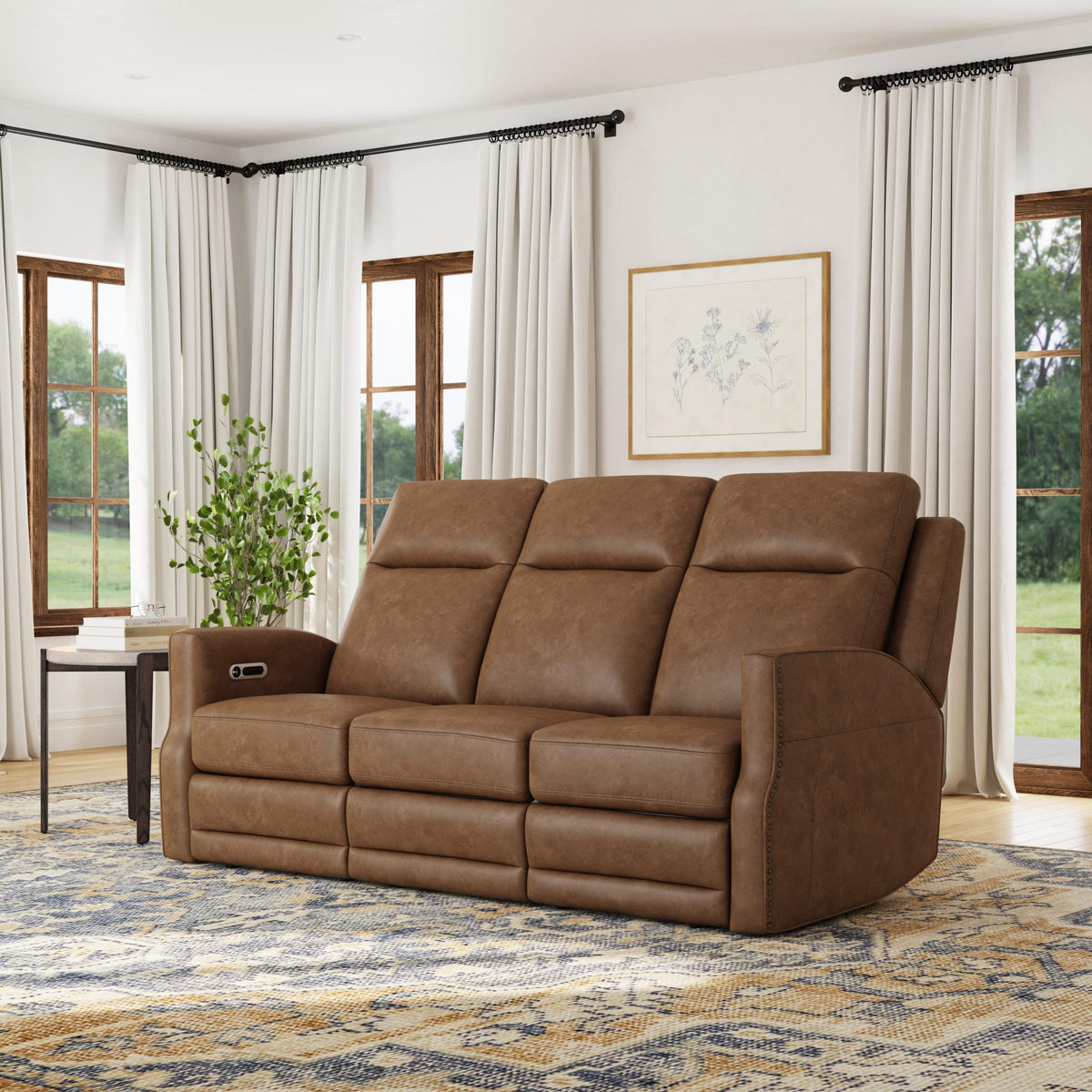Flexsteel Maxwell Power Reclining Sofa with Power Headrests and Lumbar