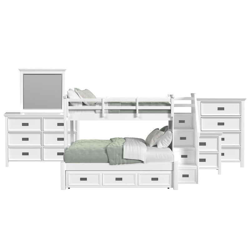Hampton Kids - Bunk With Staircase And Trundle Bedroom Set