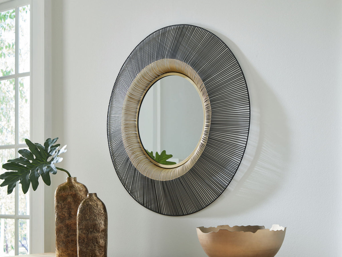 Dallmen - Accent Mirror - Black / Gold Finish