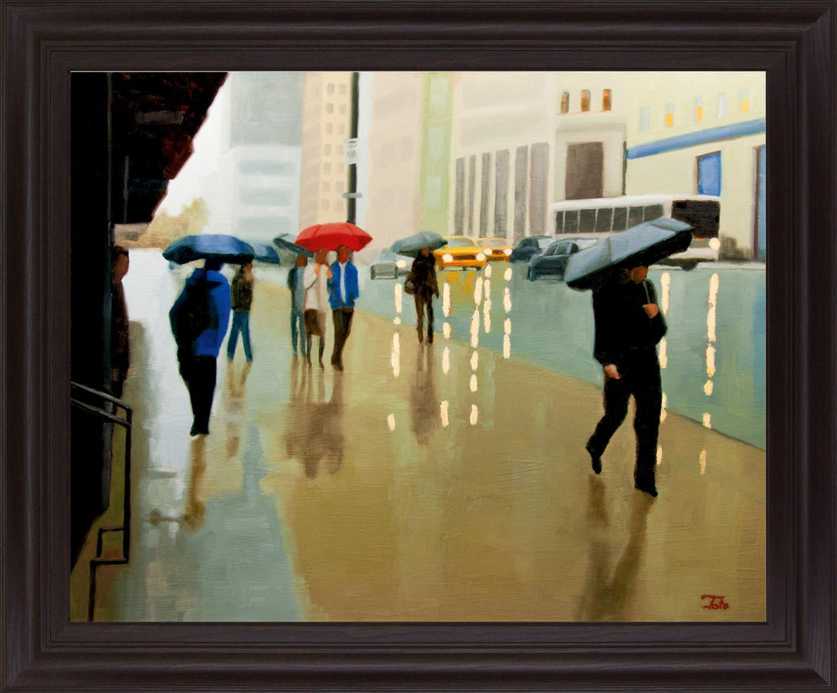 Umbrella Reflections - 28" x 34" Framed Wall Art - Beige