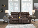 Derwin Reclining Loveseat with Console - Concrete