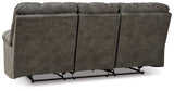 Derwin Reclining Sofa with Drop Down Table - Nut